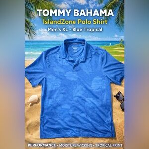 Tommy Bahama IslandZone Polo Shirt Men’s XL Blue Tropical Performance Golf
